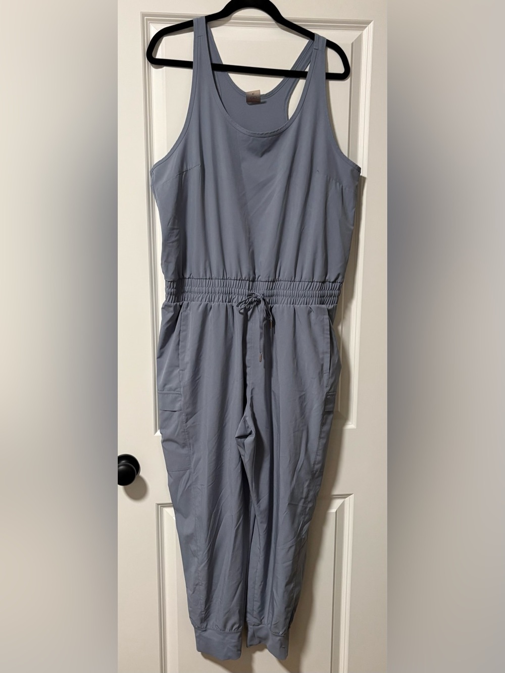 CALIA by Carrie Underwood Dusty Blue Sleeveless Drawstring Jumpsuit